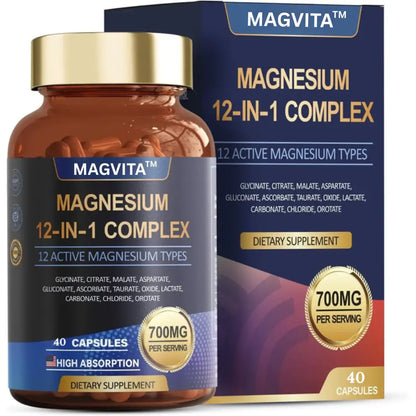 MagVita™ –  MAGNESIO Complex 12 en 1 cuerpo relajado,  mejor descanso  y mayor energía.