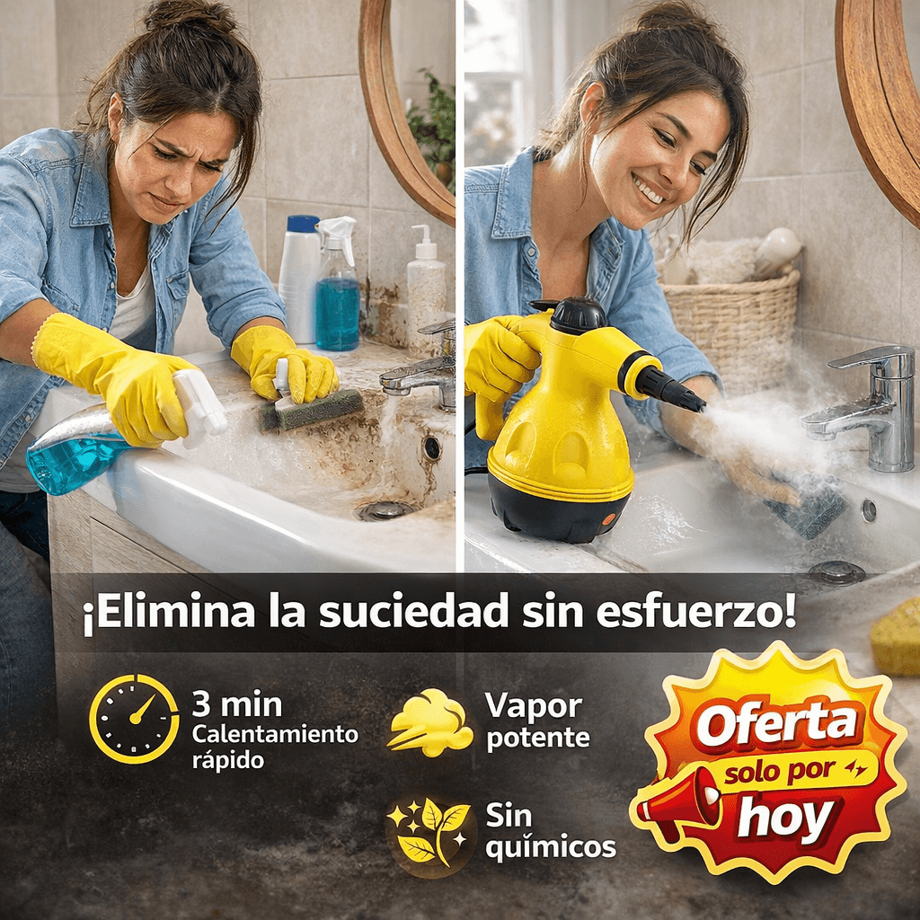 SteamClean Pro™ Limpieza profunda con vapor, sin químicos y en minutos
