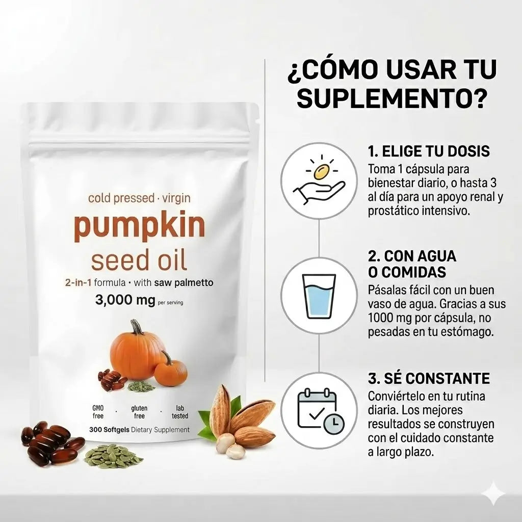 Aceite de Semilla de Calabaza: Apoyo Natural y Limpieza para tus Riñones