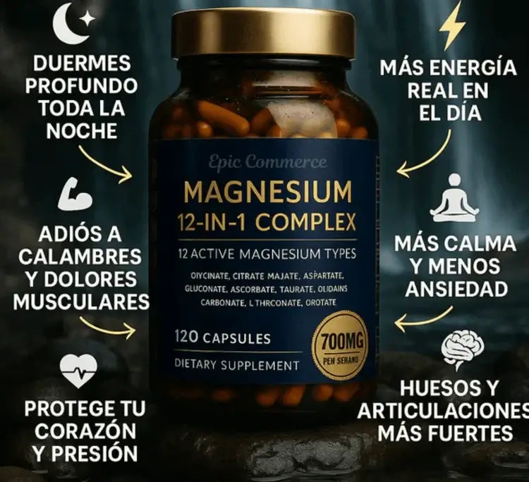 MagVita™ –  MAGNESIO Complex 12 en 1 cuerpo relajado,  mejor descanso  y mayor energía.
