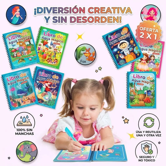 Libro Mágico de Agua: ¡Horas de diversión para tus chiquitos, cero regueros en casa! 2X1