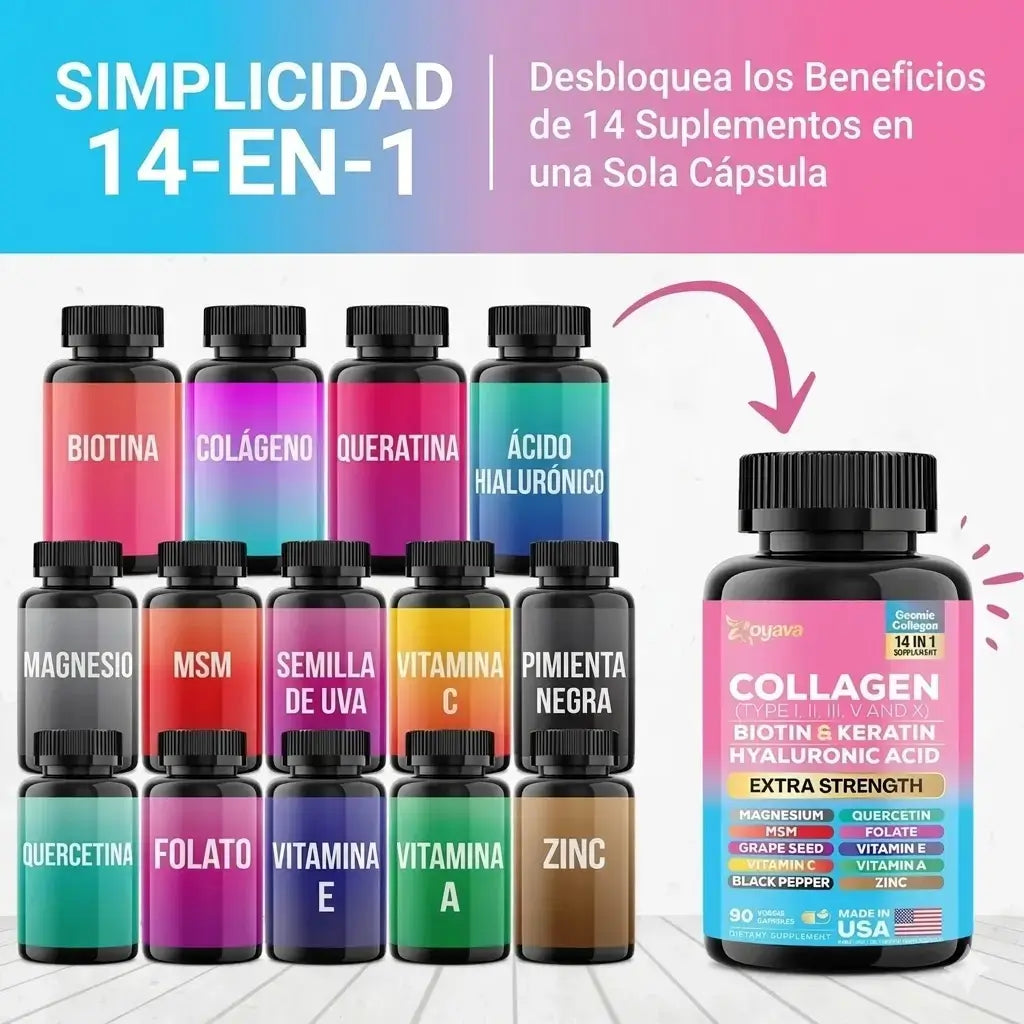 COLLAGEN 14 en 1: Energía, belleza y vitalidad en una cápsula diaria. ¡Pide hoy y ahorra un 50%!