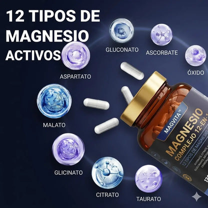 MagVita™ –  MAGNESIO Complex 12 en 1 cuerpo relajado,  mejor descanso  y mayor energía.
