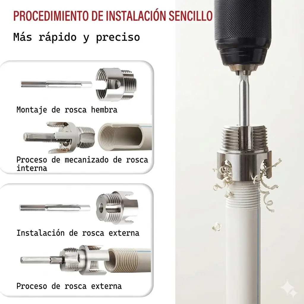 Roscador de Tuberías PVC 2 en 1: Instalaciones Perfectas en Minutos